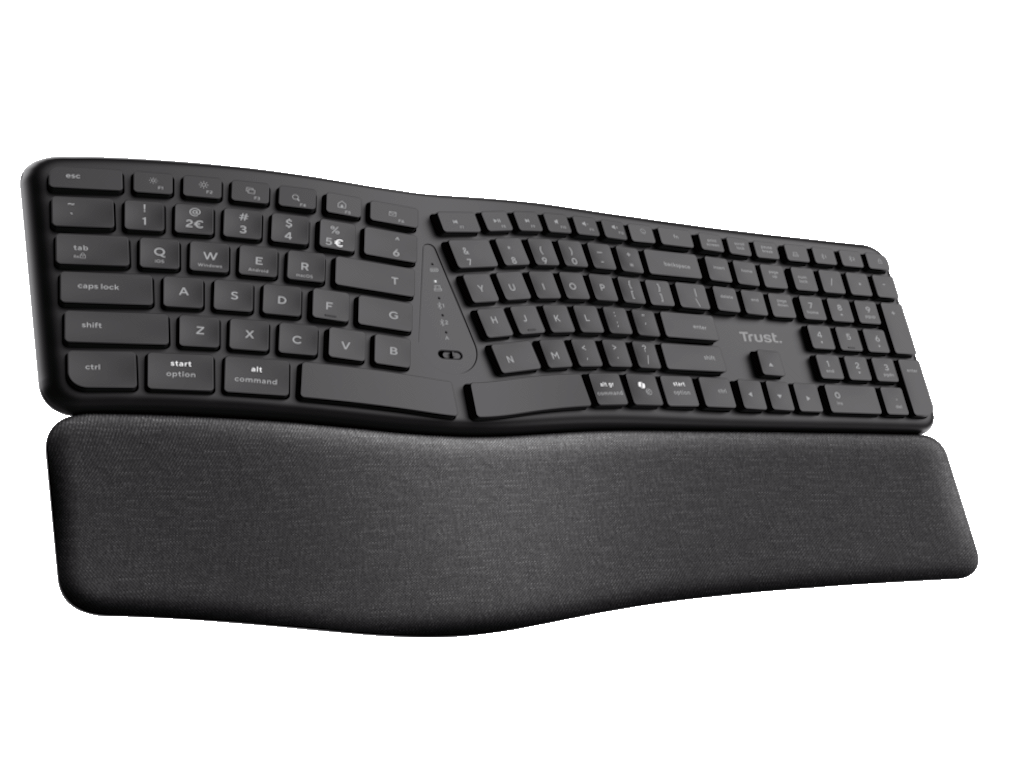 Tastatura TRUST KEYRA ERGO MULTI WRLS KEYBOARD US