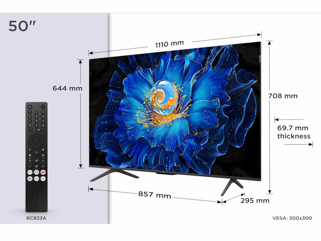 Televizor TCL 50C6KS/QLED-Mini LED/50"/4K UHD/60Hz/Google TV/crna