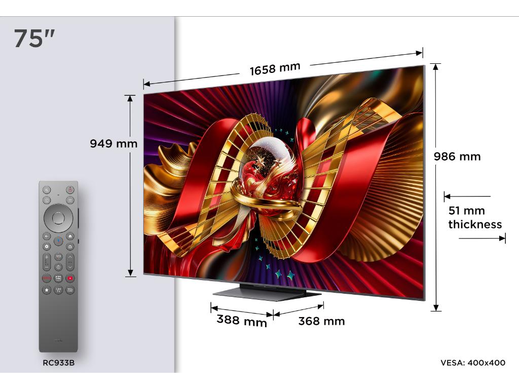 Televizor TCL 75C8L/SQD-MiniLED/75"/4K UHD/144Hz/Google TV/crna