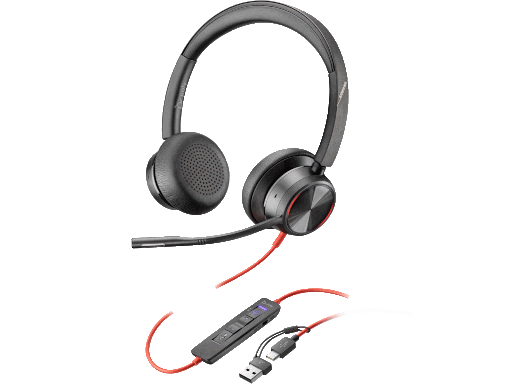 Slušalice HP Poly Blackwire 8225 Stereo/Hibrid ANC/AFence/MSTeams/USB-C+USB-C/A Adapter/8X225AA/crna