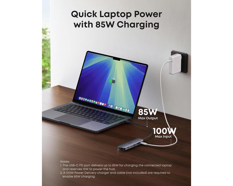 Nano USB-C Hub 7u1, sivi