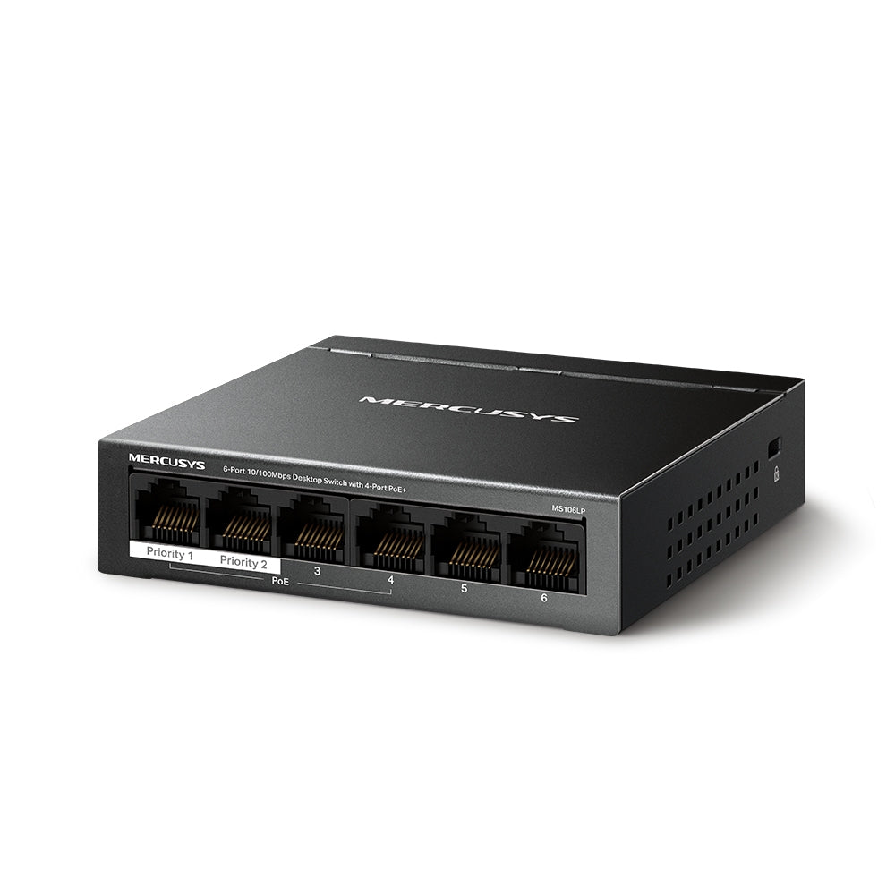 MS106LP(UN) 6-Port 10/100Mbps Desktop Switch with 4-Port PoE+