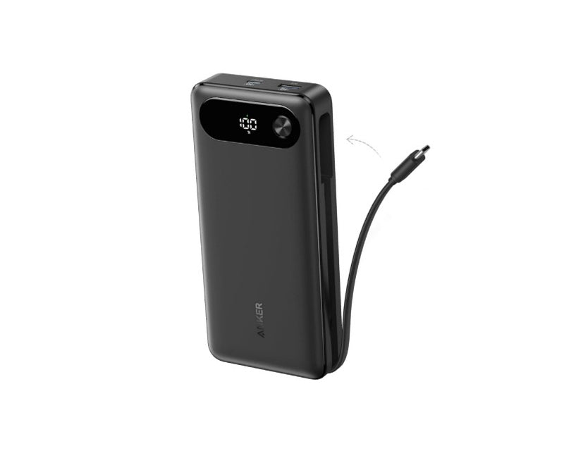 20000mAh, 87W, sa ugrađenim USB-C kablom na izvlačenje, Power Bank crni