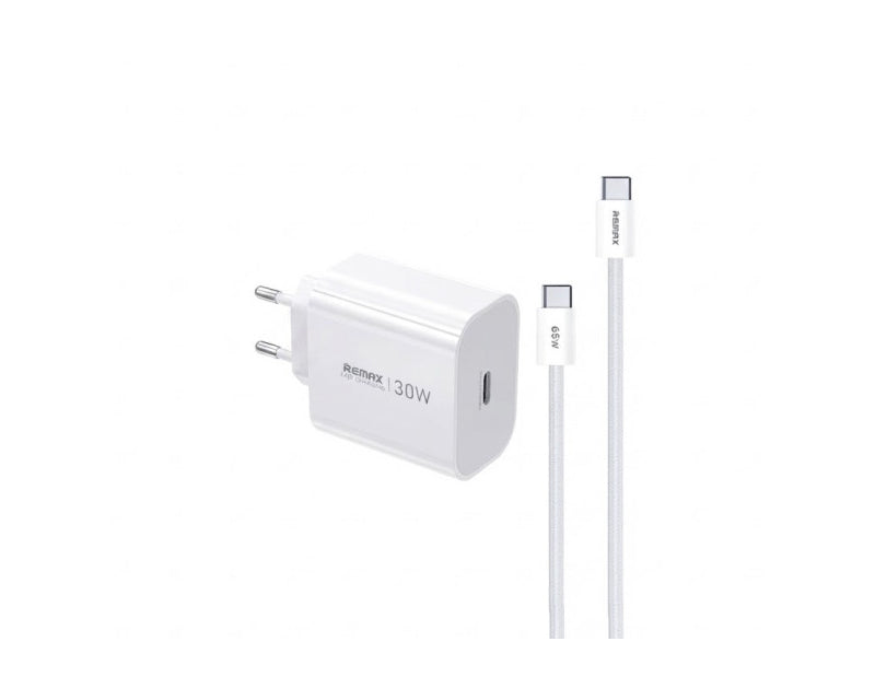 Strujni punjač Huiying GaN 30W TIP C+ kabl TIP C na TIP C CA-09, beli