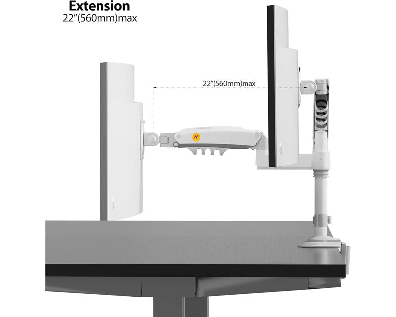 H180 stoni nosač za dva monitora beli 17-27 inča