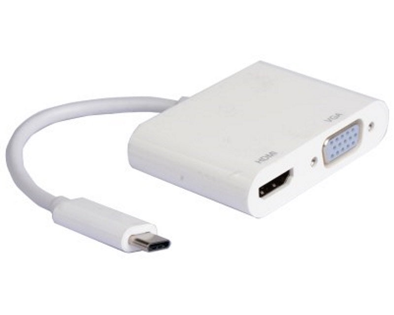 Adapter USB 3.1 tip C (M) - HDMI + VGA (F) beli