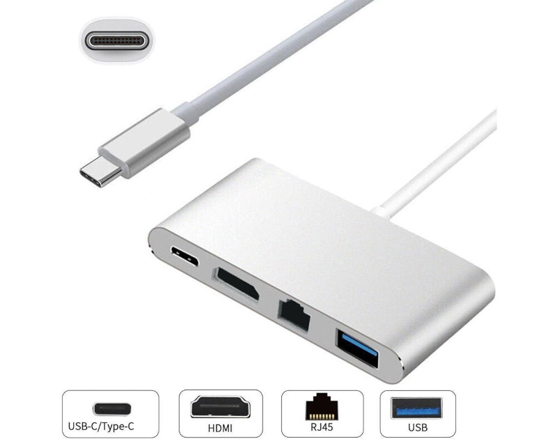 Adapter USB Tip C - HDMI + USB 3.0 + Tip C + RJ45 (F)