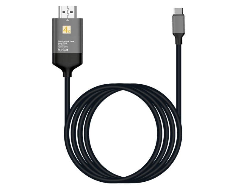 Kabl 3.1 USB tip C - HDMI (30Hz), metalni 1.8m crni
