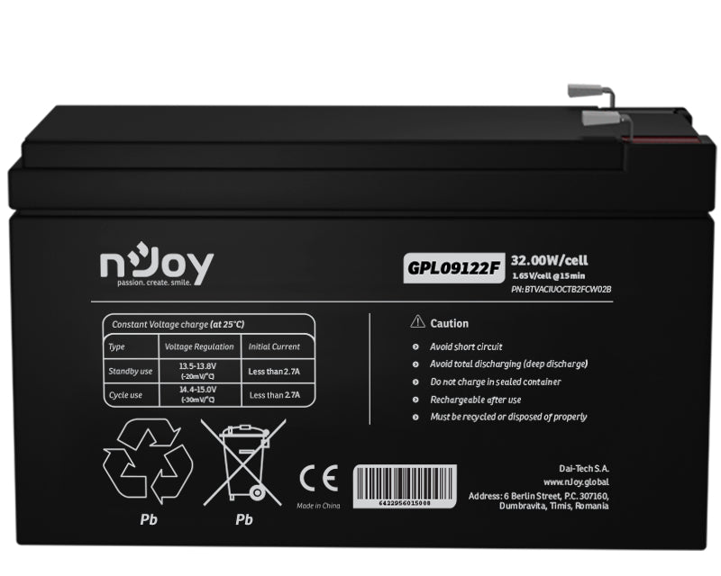 GPL09122F baterija za UPS 12V 9Ah (BTVACIUOCTB2FCW02B)