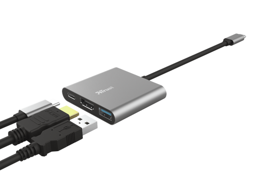 Adapter TRUST DALYX USBC/3in1/Aluminjum/siva