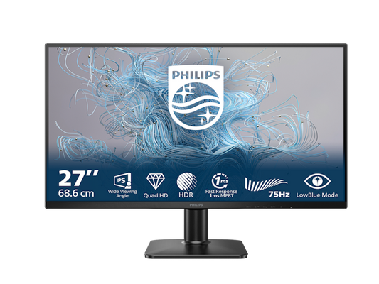 Monitor PHILIPS 27E2N1500L/00 27"/IPS/2560x1440/75Hz/4ms GtG/HDMI,DP/Adaptive sync/VESA/crna