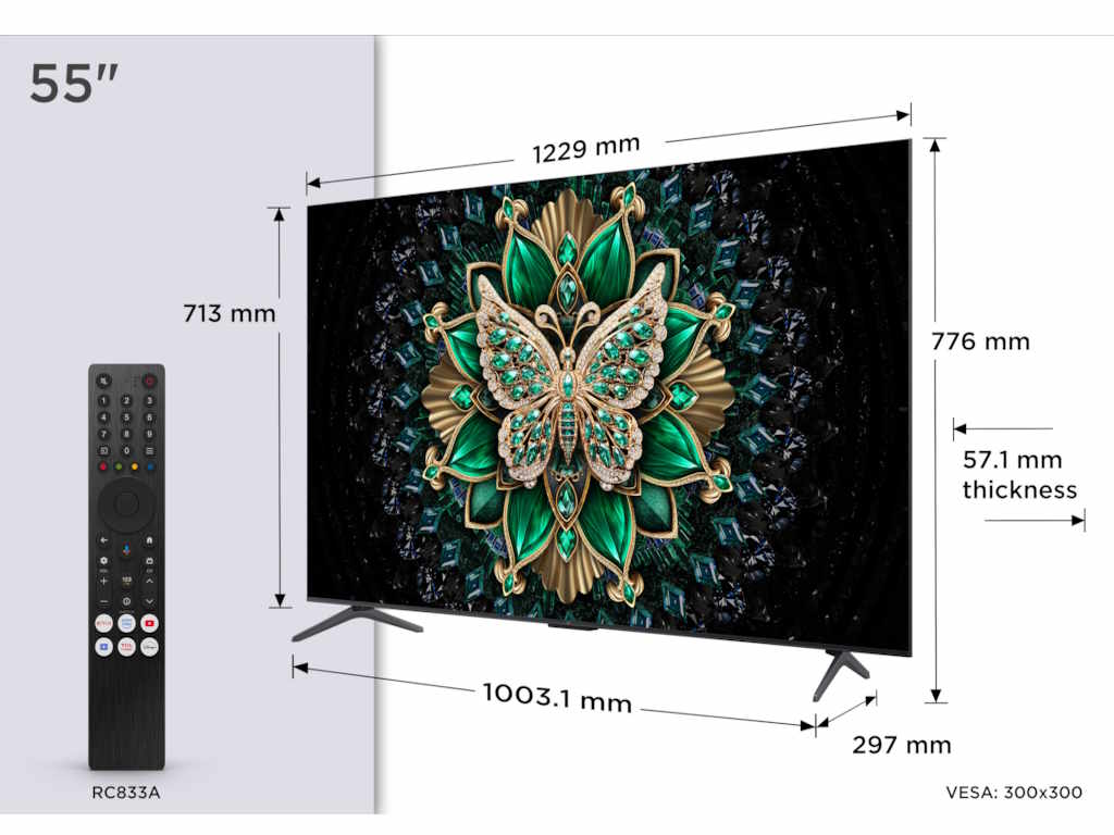 Televizor TCL 55C6K/QLED-Mini LED/55"/4K UHD/144Hz/Google TV/crna