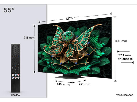 Televizor TCL 55C7K/QLED-Mini LED/55"/4K UHD/144Hz/Google TV/crna
