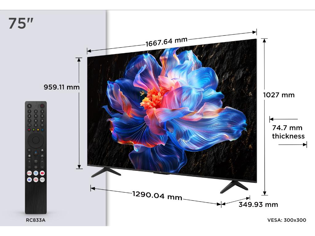Televizor TCL 75V6C/LED/75"/4K UHD/60Hz/Google TV/crna