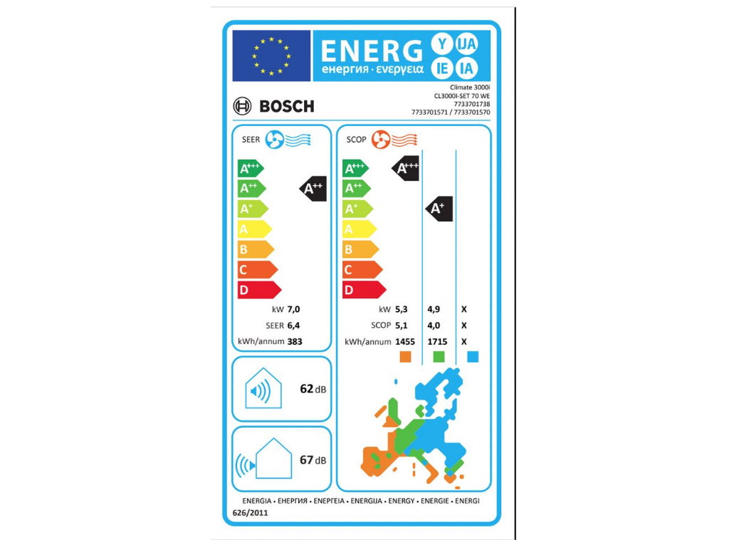 Klima BOSCH Climate 3000i BAC3I-2432IA/inverter/WiFi Ready/A++/A+/R32/24000BTU/bela
