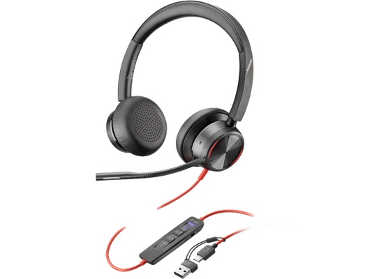 Slušalice HP Poly Blackwire 8225 Stereo/Hibrid ANC/AFence/MSTeams/USB-C+USB-C/A Adapter/8X225AA/crna