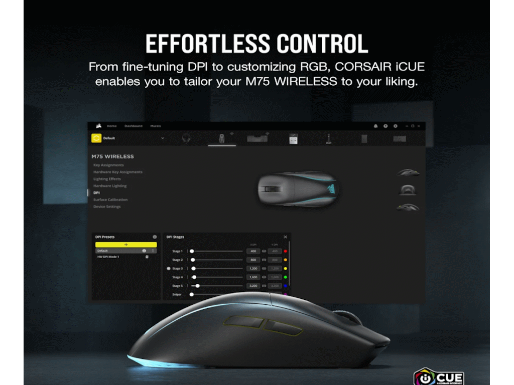 Miš CORSAIR M75 bežicni/CH-931D010-EU/RGB/gaming/crna