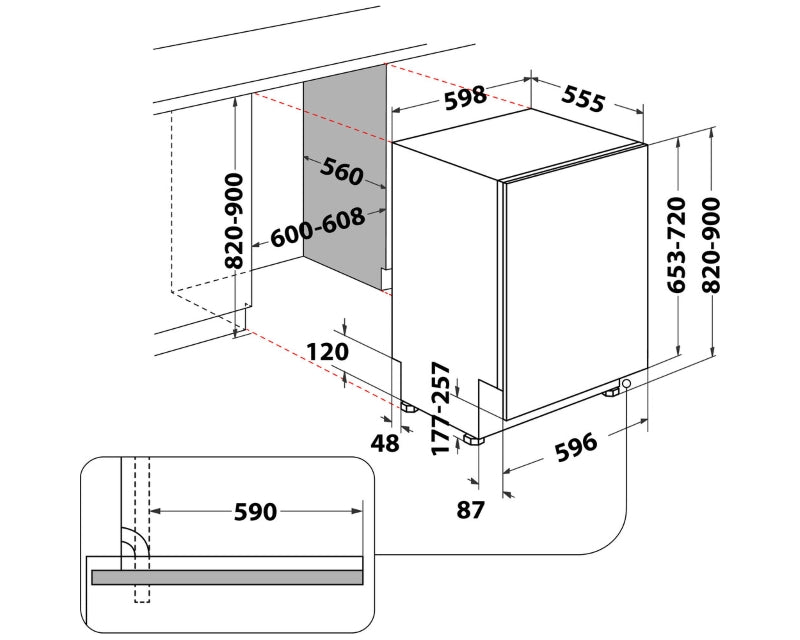 WI 7020 P ugradna mašina za pranje sudova