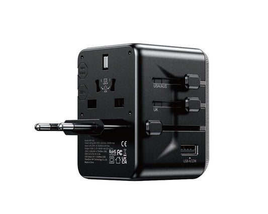 WP-U69 Univerzalni Strujni GaN punjač, 5-porta USB (3.0 i 4 x 3.1 tipC-EU/UK/AU/US/JAP) 65W, crni