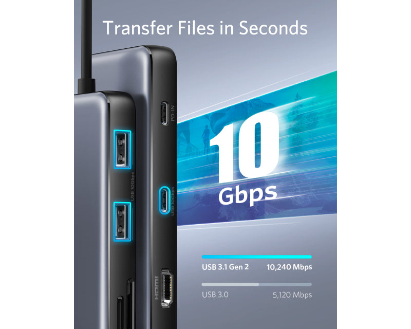 USB-C Data Hub 8u1 10Gbps crni