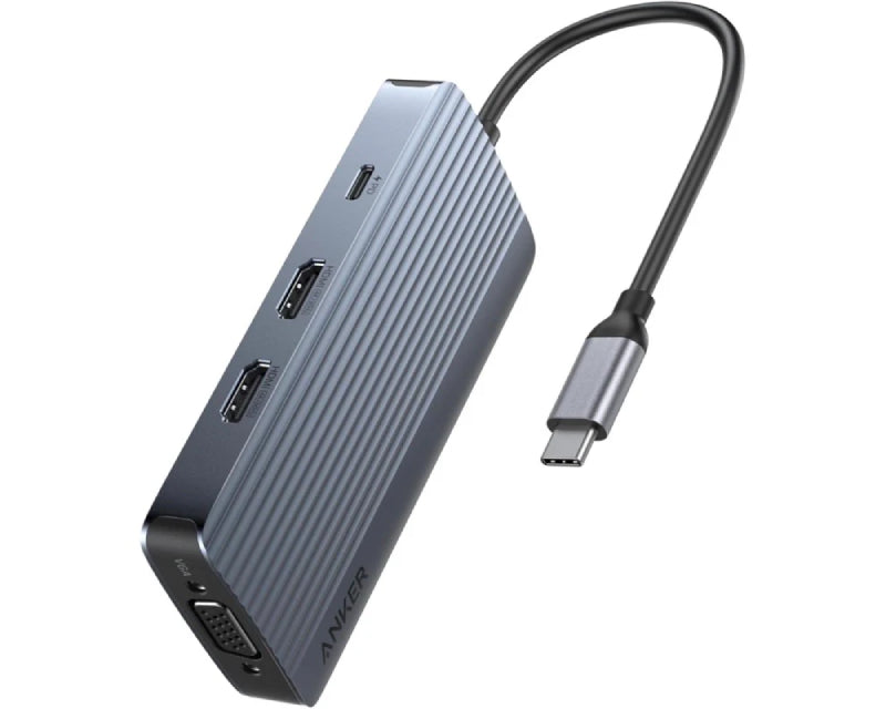 USB-C Data Hub, 8u1, Triple Display, PD 85W doking stanica siva