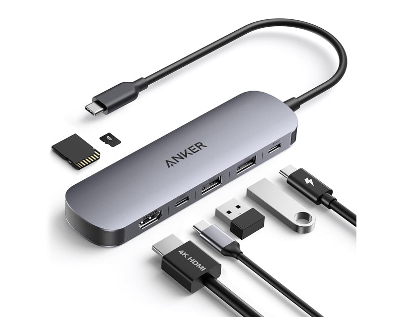 Nano USB-C Hub 7u1, sivi