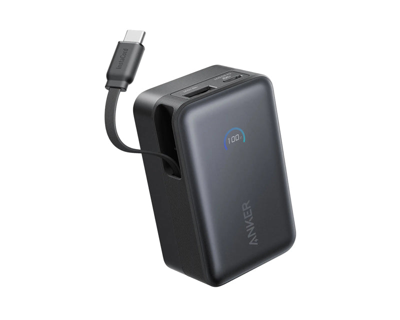 Nano 10000mAh, 45W, sa ugrađenim USB-C kablom na izvlačenje, Power Bank crni