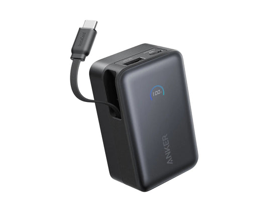 Nano 10000mAh, 45W, sa ugrađenim USB-C kablom na izvlačenje, Power Bank crni