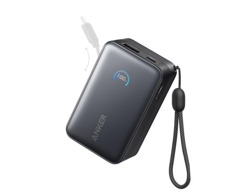Nano 10000mAh, 45W, sa ugrađenim USB-C kablom na izvlačenje, Power Bank crni