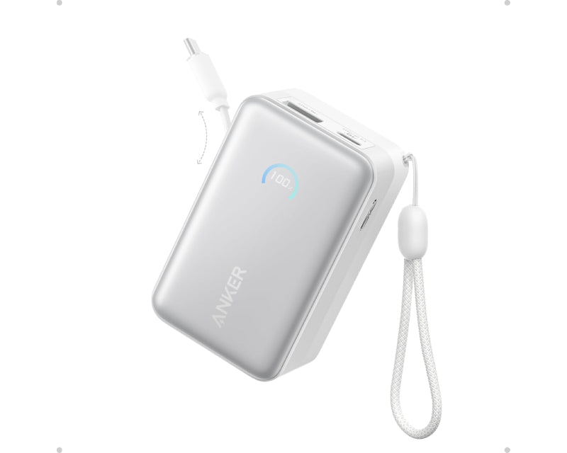 Nano 10000mAh, 45W, sa ugrađenim USB-C kablom na izvlačenje, Power Bank beli