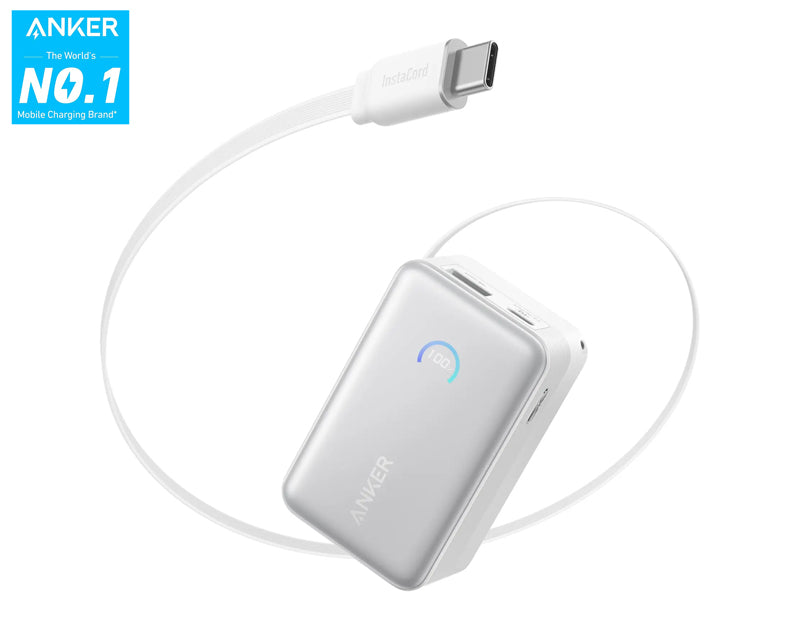 Nano 10000mAh, 45W, sa ugrađenim USB-C kablom na izvlačenje, Power Bank beli