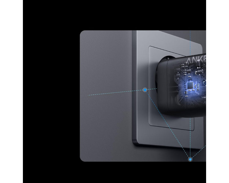 Prime 67W GaN zidni brzi punjač, 3-porta (2x USB-C i 1x USB-A) crni