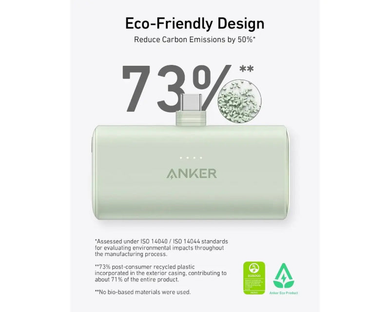 Nano 5000mAh, 22.5W, sa ugrađenim USB-C konektorom, Power Bank crni