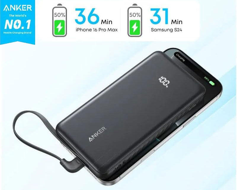 Zolo 20000mAh, 22.5W, sa ugrađenim USB-C kablom, Power Bank crni