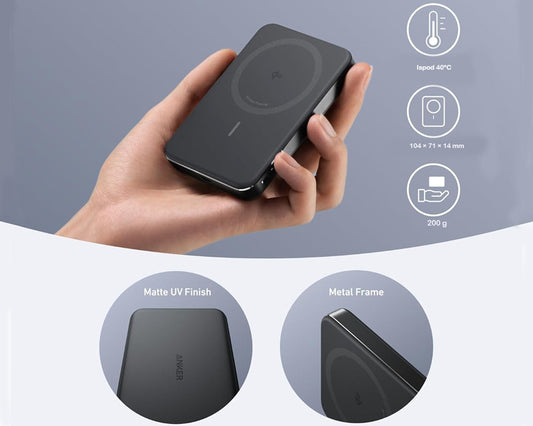 MagGo 10000mAh, 15W, magnetno bežični power bank, crni