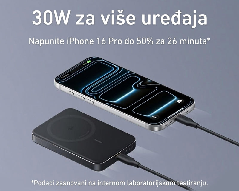 MagGo 10000mAh, 15W, magnetno bežični power bank, crni