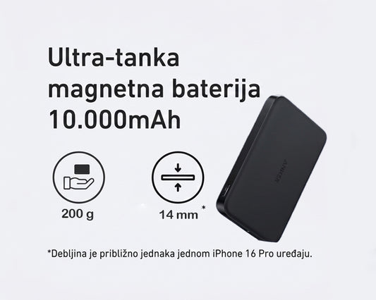 MagGo 10000mAh, 15W, magnetno bežični power bank, crni