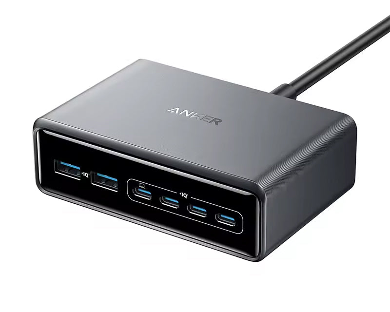 Prime 200W GaN stoni brzi punjač, 6-portova (4x USB-C i 2x USB-A) srebrni