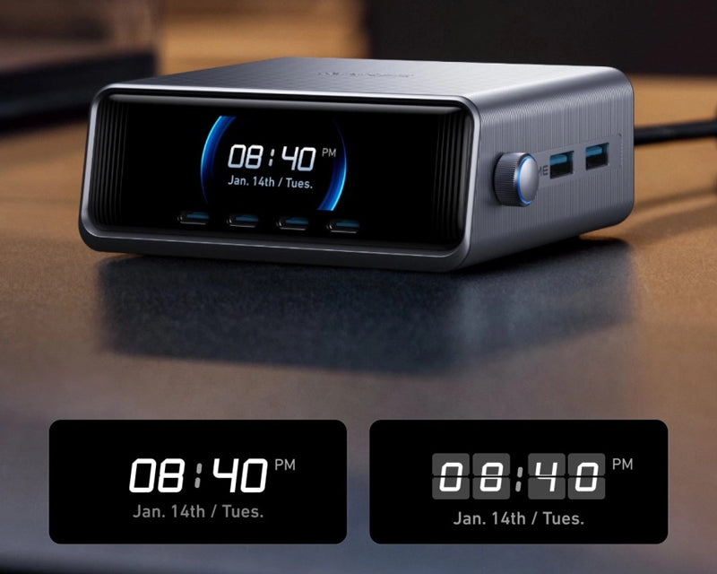 Prime 250W GaN stoni brzi punjač, 6-portova (4x USB-C, 2x USB-A) srebrni