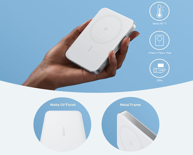 MagGo 10000mAh, 15W, magnetno bežični power bank, beli