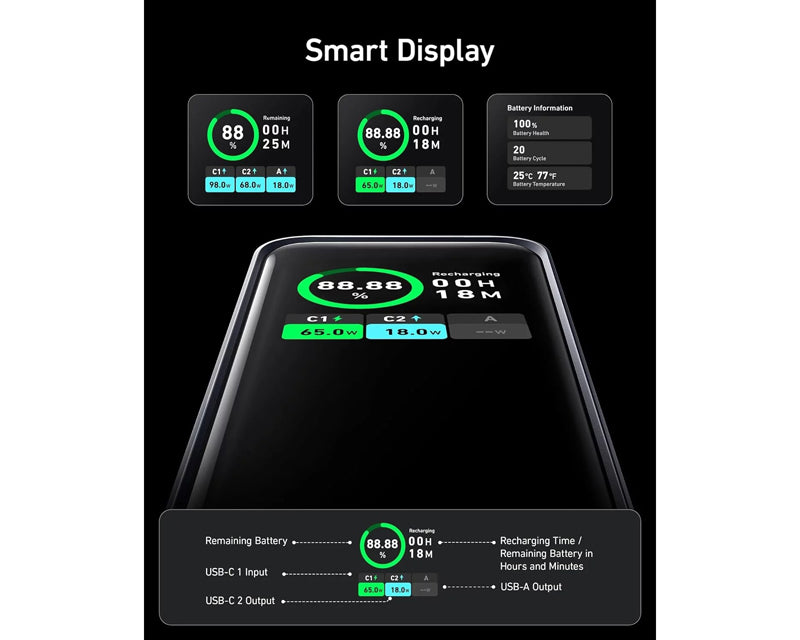 Prime 20000mAh, 200W, Power Bank za laptop crni