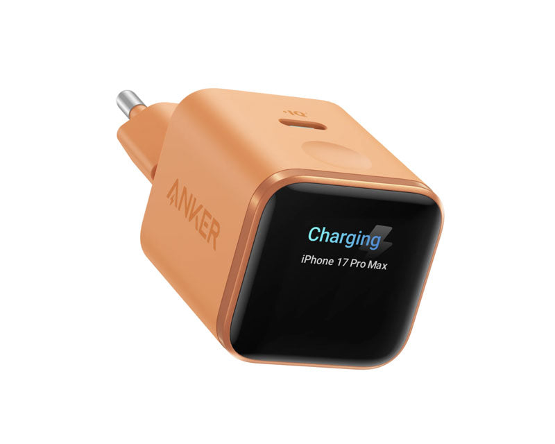 Nano 45W putni zidni punjač sa ekranom, USB-C port, narandžasti