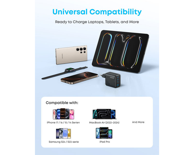 Zolo 70W 4-porta(3x USB-C i 1x USB-A) zidni punjač crni