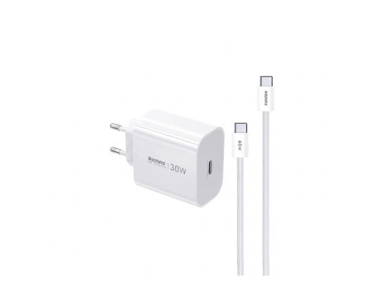 Strujni punjač Huiying GaN 30W TIP C+ kabl TIP C na TIP C CA-09, beli