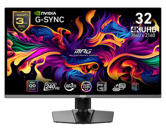 32 inča MPG 321URX QD-OLED, 4K UHD 3840x2160 QD OLED 240 Hz Tip-C 90W G-Sync gaming monitor