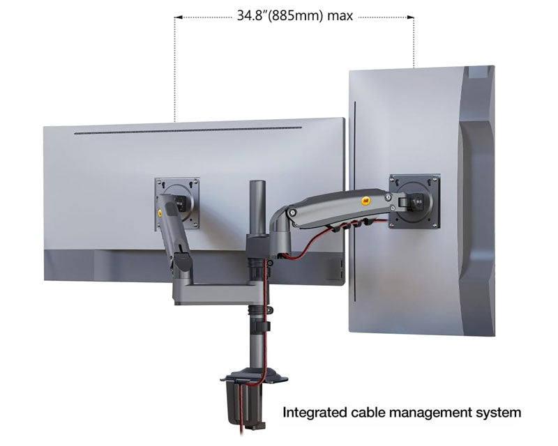 H180 stoni nosač za dva monitora mat crni 17-27 inča