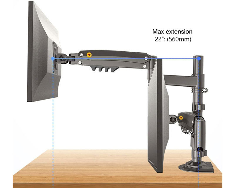 H180 stoni nosač za dva monitora mat crni 17-27 inča