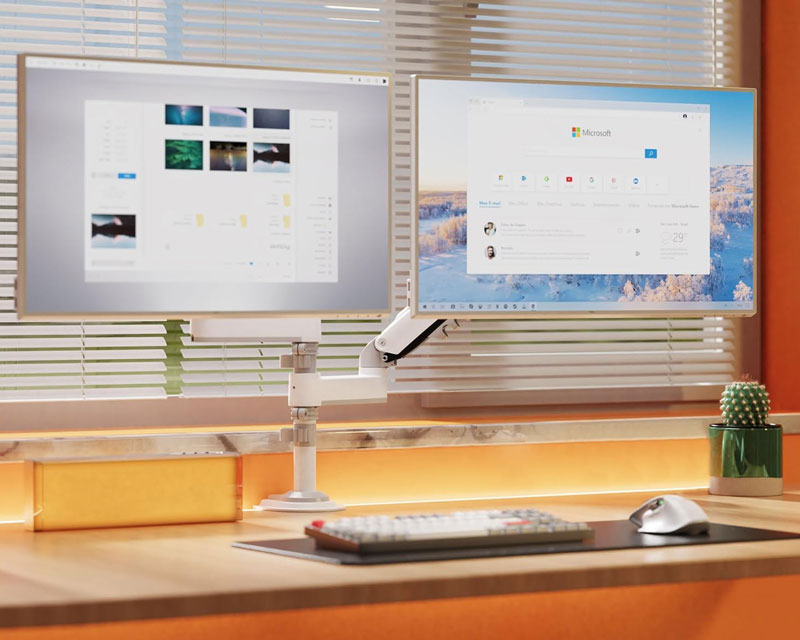 H180 stoni nosač za dva monitora beli 17-27 inča