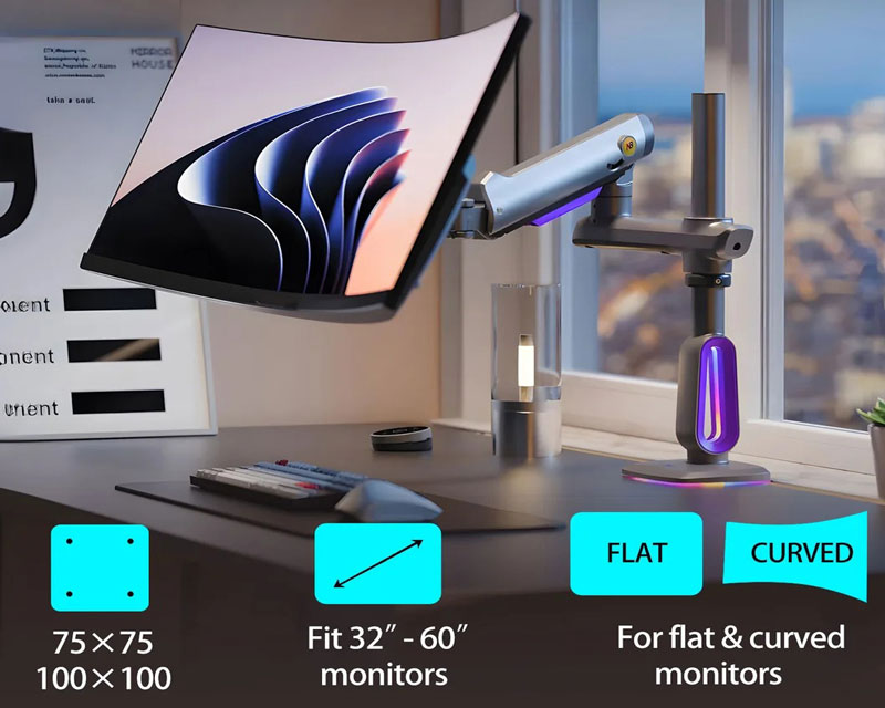 G80 Gaming stoni nosač za monitor mat crni