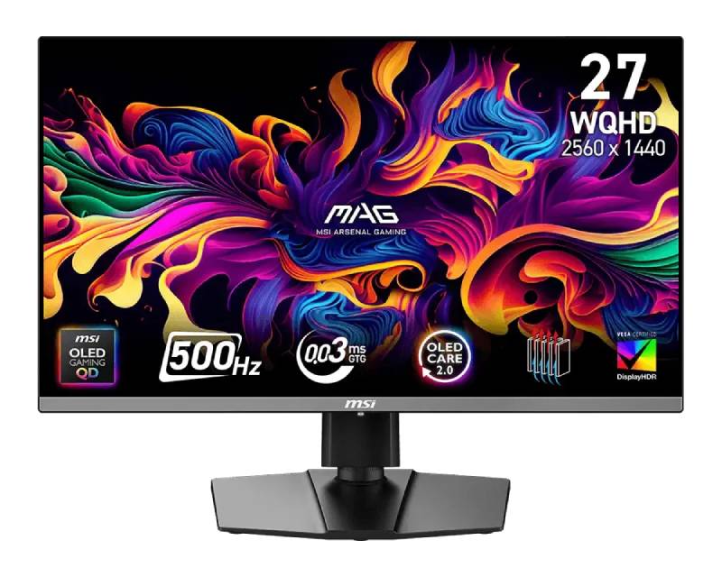 27 inča MAG 272QP QD-OLED X50 WQHD 2560x1440 500Hz FreeSync Premium Pro gaming monitor